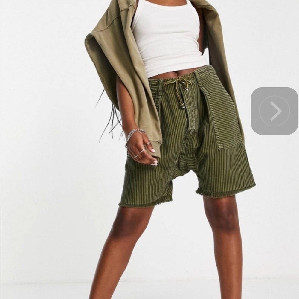 Free People We The Free Easy Rider Harem Shorts Olive Sparrow Green XS